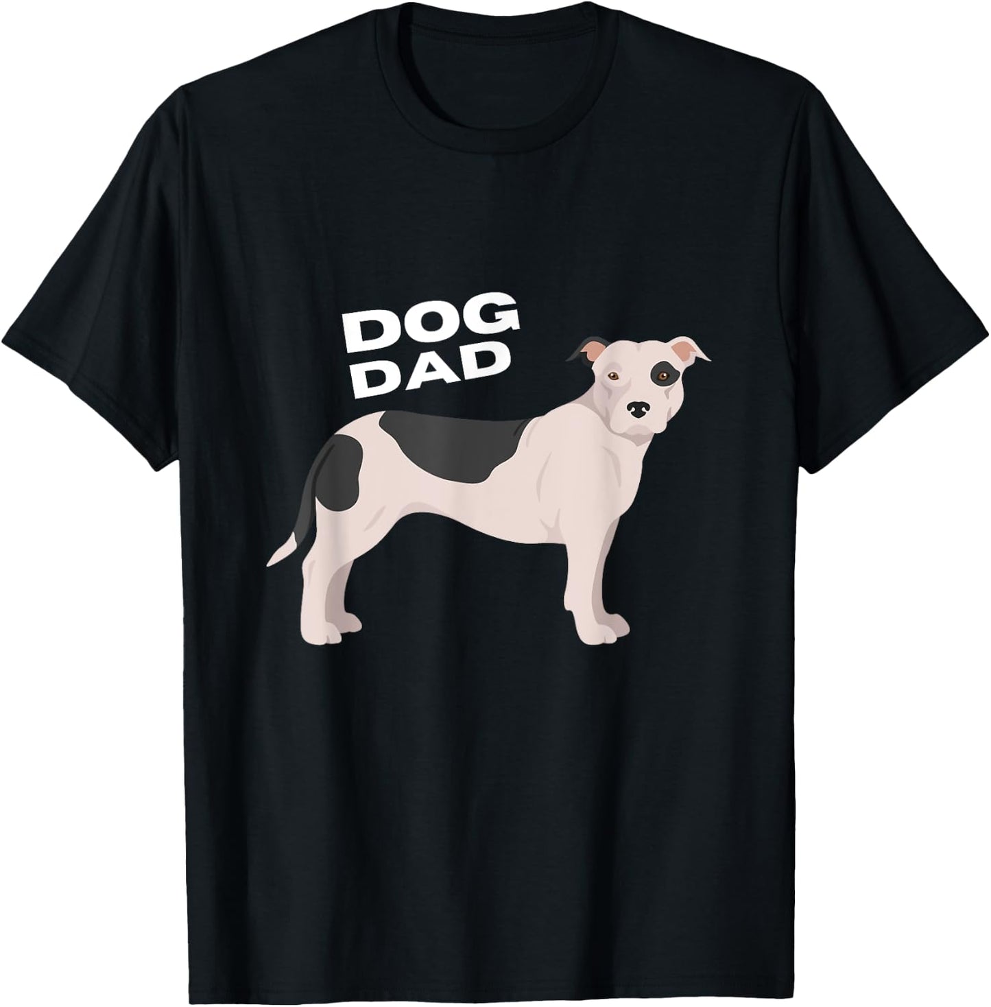 Black & White American Pit Bull Terrier Dog Dad Man T-Shirt - T-Shirt | Black