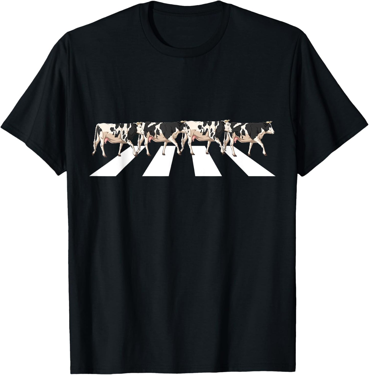 Funny Crosswalk Cows Farming farm Cow Girl Boy Women Men Kid T-Shirt - T-Shirt | Black