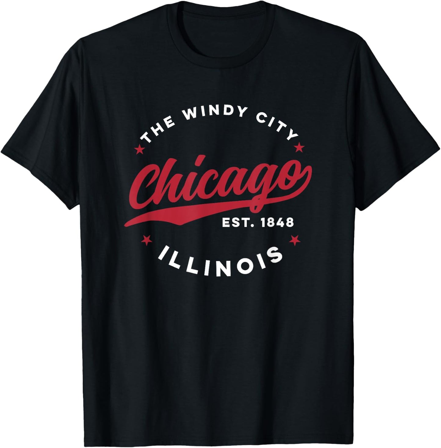 Vintage Chicago Windy City Illinois America Nickname Red T-Shirt - T-Shirt | Black