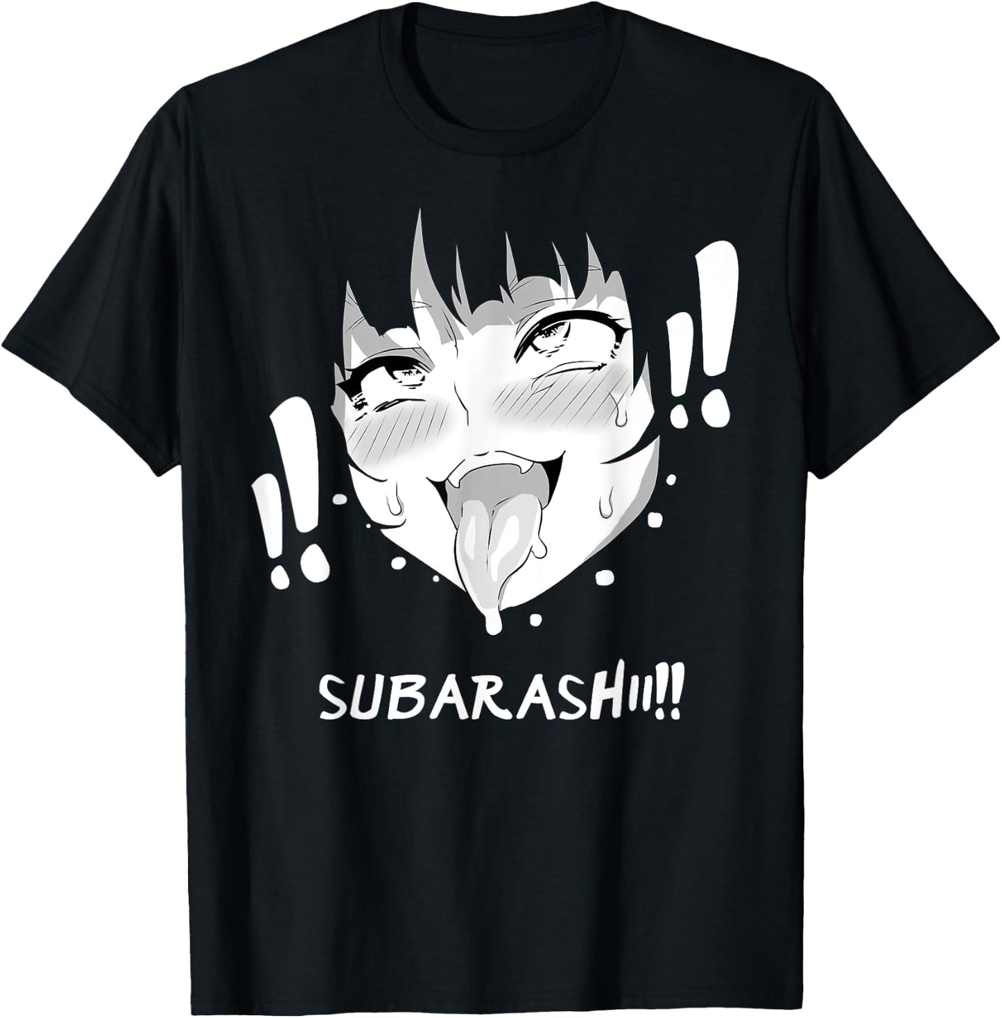 Ahegao Face Shirt Anime Manga Hentai Girl Subarashii Apparel T-Shirt - T-Shirt | Black