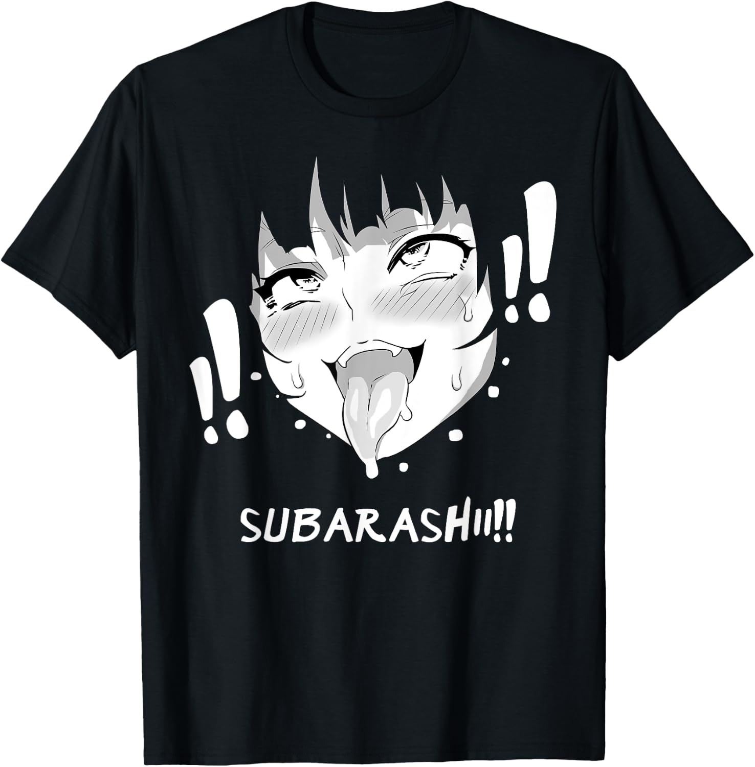 Ahegao Face Shirt Anime Manga Hentai Girl Subarashii Apparel T-Shirt - T-Shirt | Black