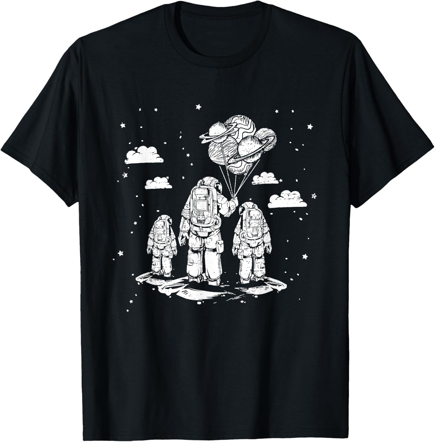 Fathers Day Dad and Children Astronauts Space T-Shirt - T-Shirt | Black