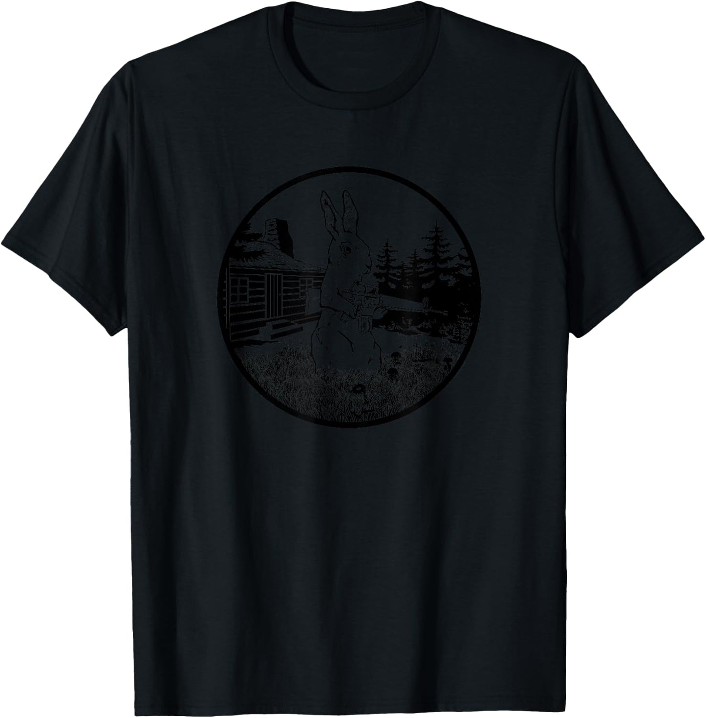 Rabbit Hunter , Armed Bunny With Gun Apparel T-Shirt - T-Shirt | Black
