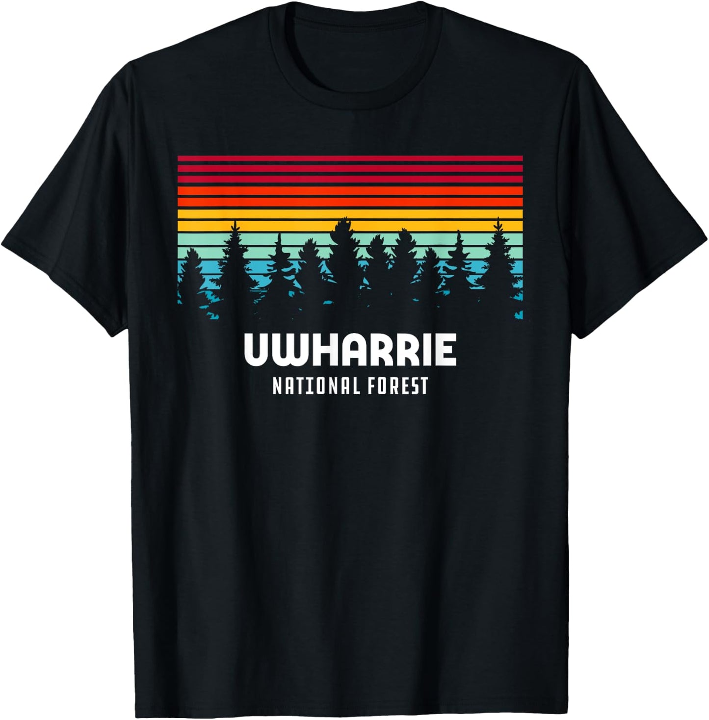 Retro Uwharrie National Forest Albemarle North Carolina T-Shirt - T-Shirt | Black