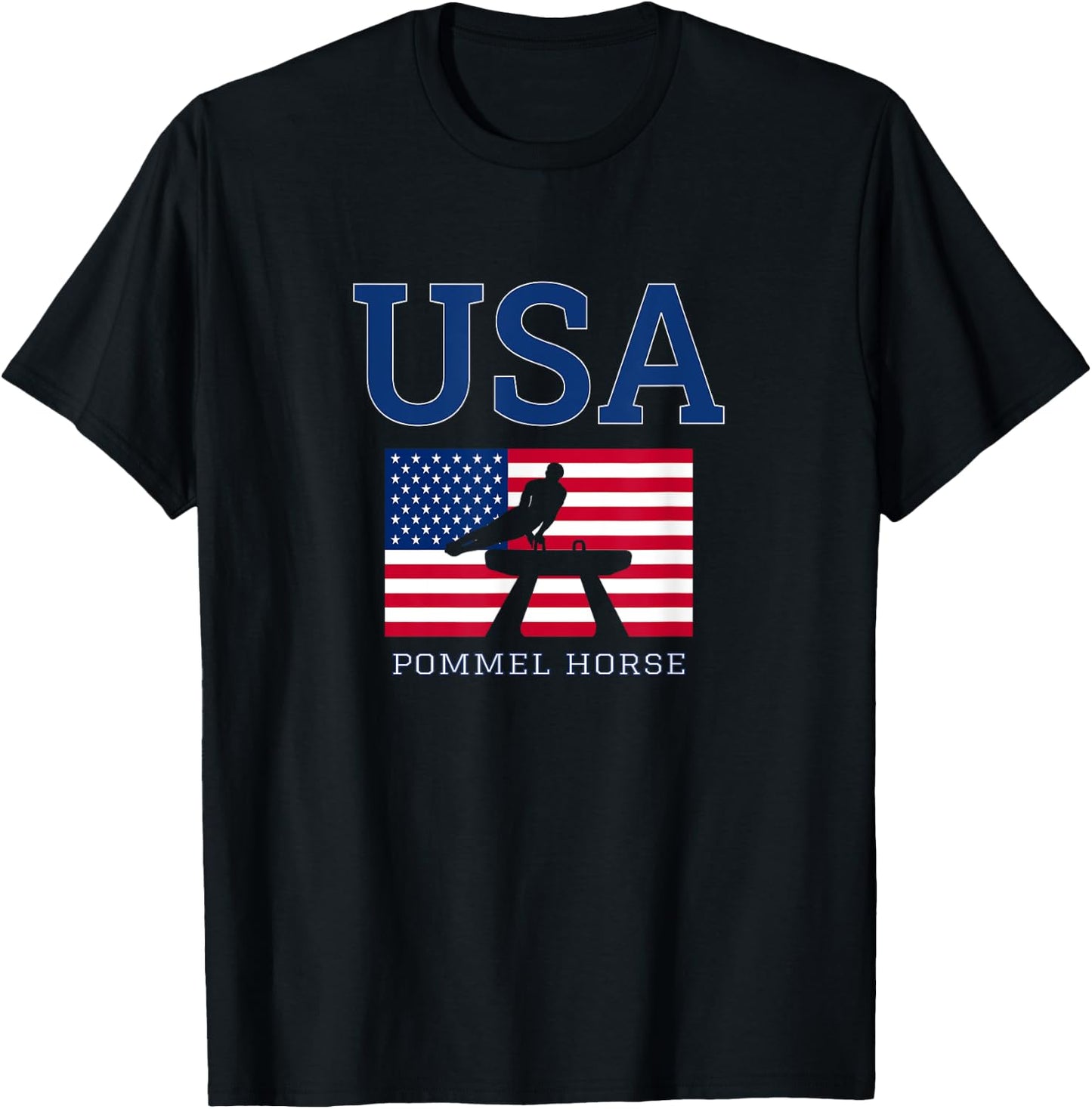 USA Flag Pommel Horse Gymnastics Team American Gymnast T-Shirt - T-Shirt | Black