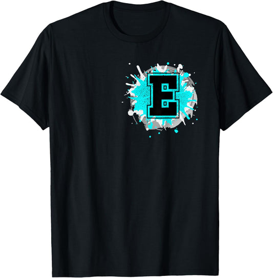 Monogram Letter E Alphabet Initials For Names Starting With T-Shirt - T-Shirt | Black