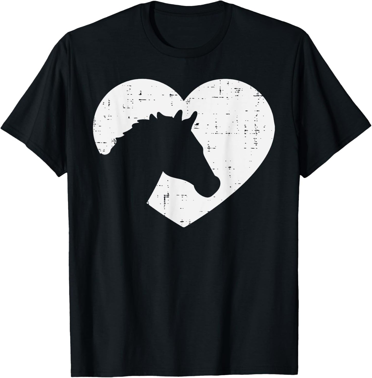 Heart Horse Silhouette Riding Rider Equestrian Men Women T-Shirt - T-Shirt | Black