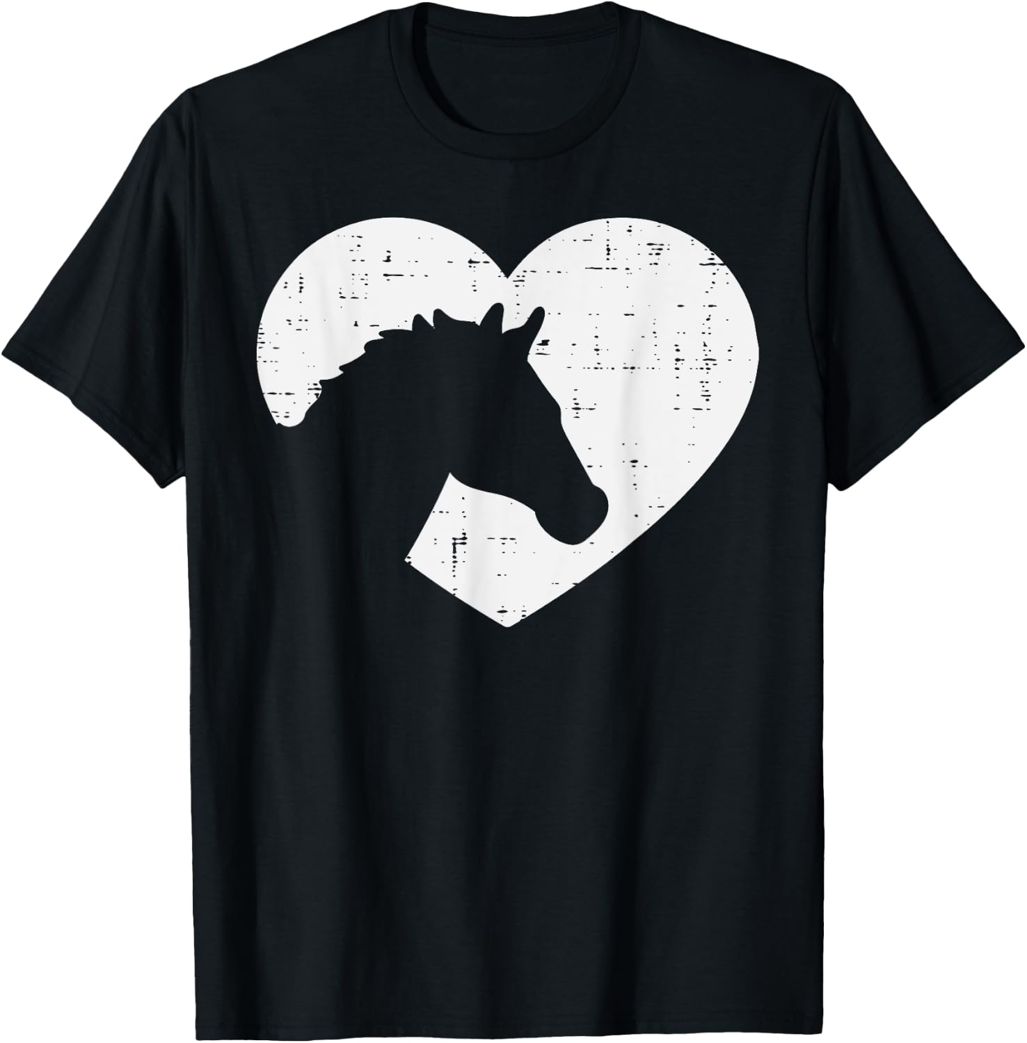Heart Horse Silhouette Riding Rider Equestrian Men Women T-Shirt - T-Shirt | Black
