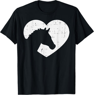 Heart Horse Silhouette Riding Rider Equestrian Men Women T-Shirt - T-Shirt | Black