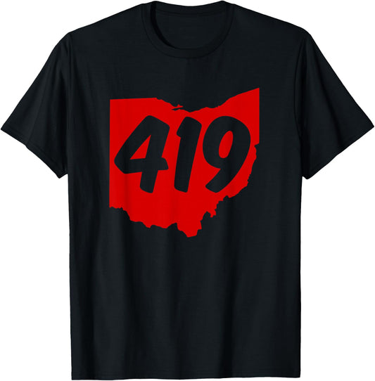 Toledo Sandusky Mansfield 419 Area Code Ohio T-Shirt - T-Shirt | Black