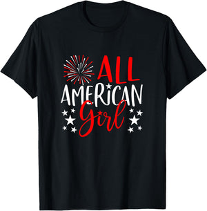 4th of July Family Matching Shirts All-American Girl T-Shirt - T-Shirt | Black
