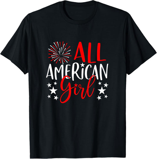 4th of July Family Matching Shirts All-American Girl T-Shirt - T-Shirt | Black