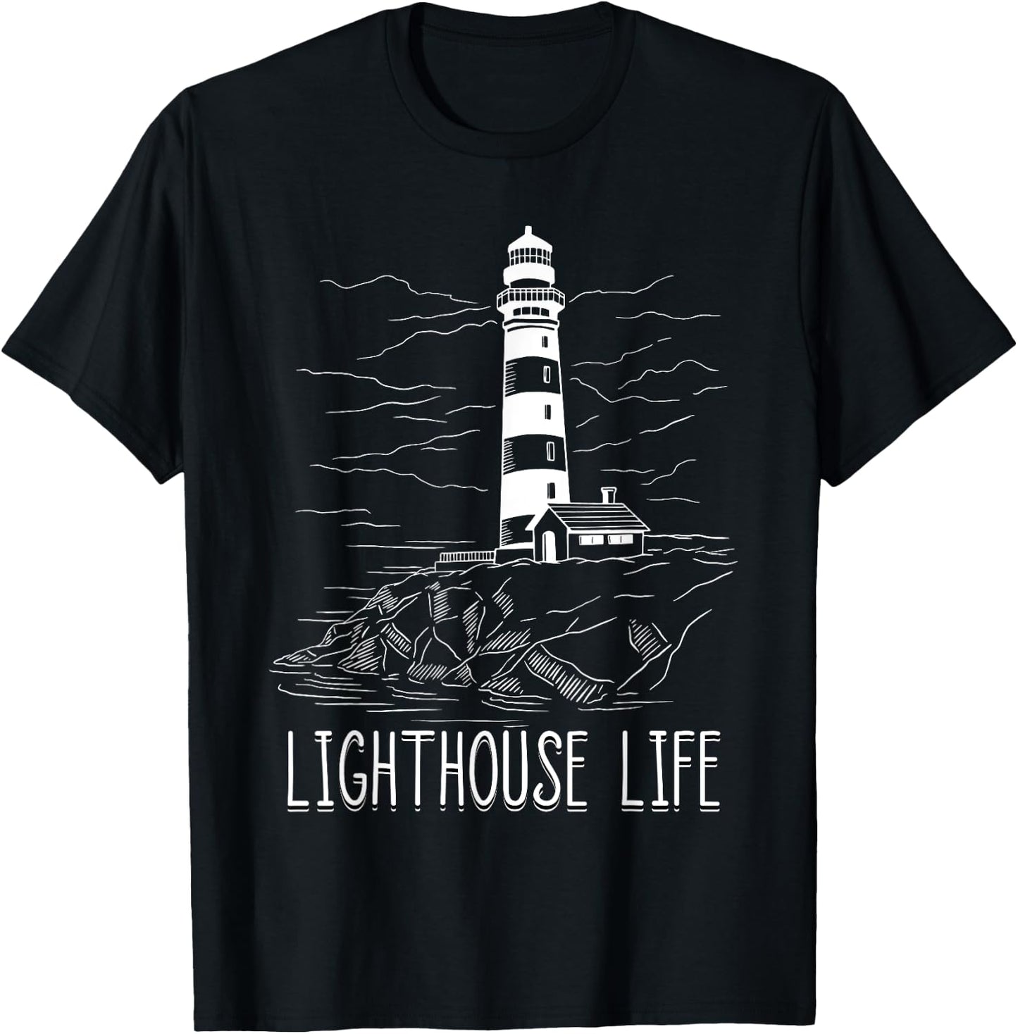 Lighthouse Life Seaside House Boating Sailing Lover Sea T-Shirt - T-Shirt | Black