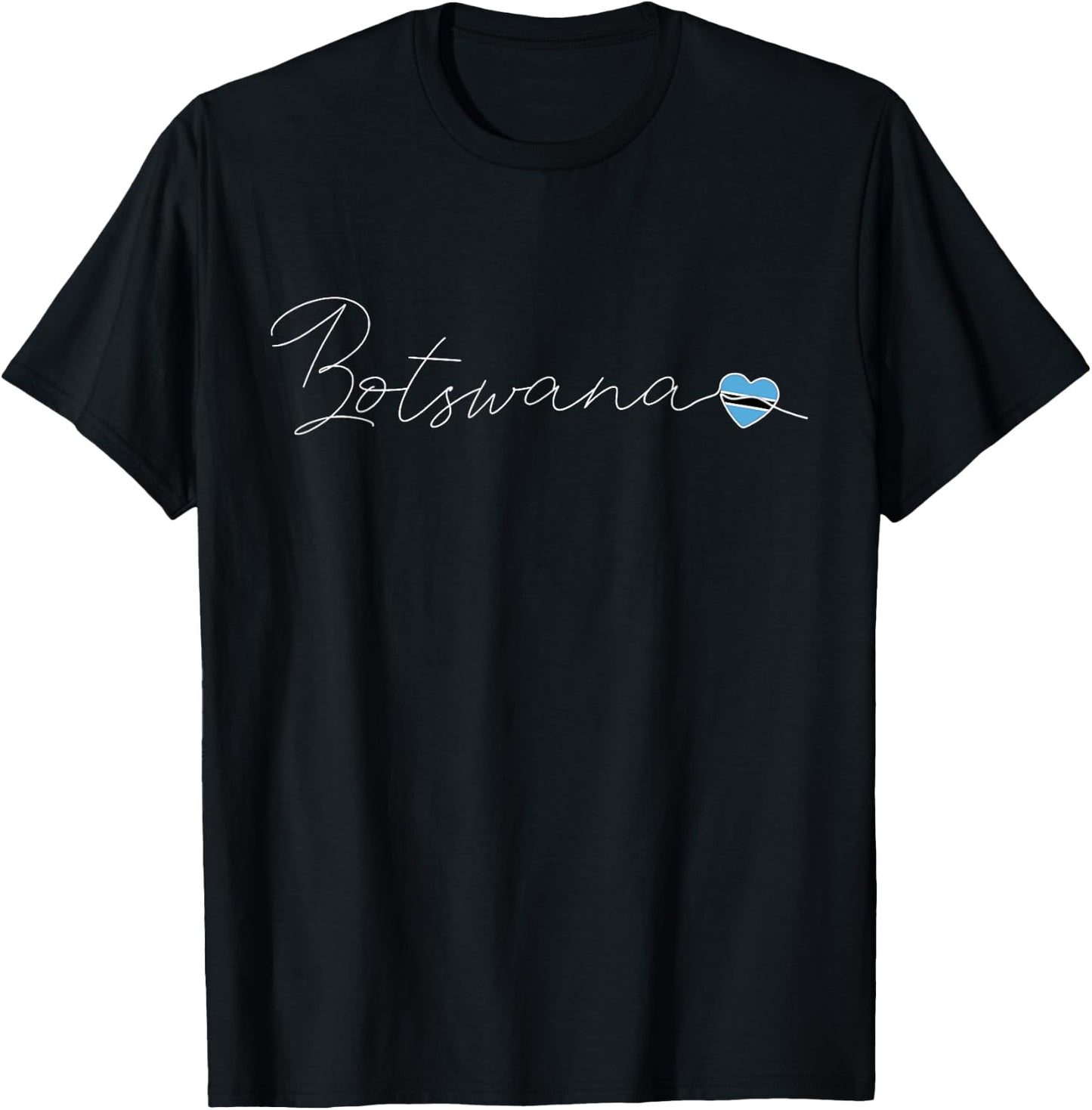 Botswana Love Botswana Flag and Heart on Botswana T-Shirt - T-Shirt | Black