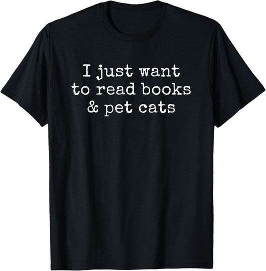 Book Cat Lover Funny Reading Gift T-Shirt - T-Shirt | Black