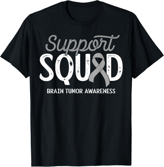 Brain Tumor Awareness Support Squad Warrior Survivor Crew T-Shirt - T-Shirt | Black