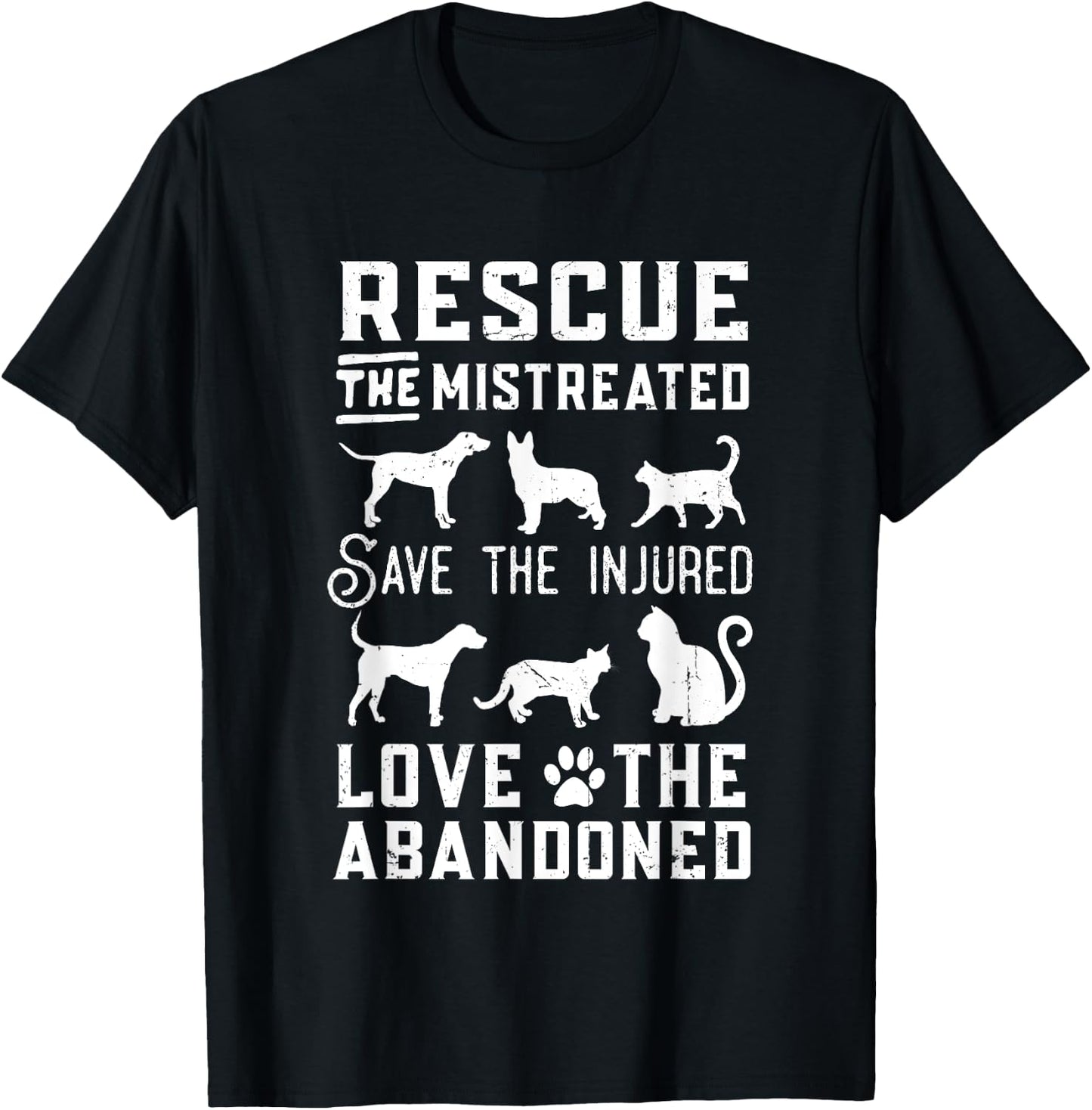 Dog Lover Cat Lover Rescue Save Love Animal Rescue Awareness Women Kids T-Shirt - T-Shirt | Black