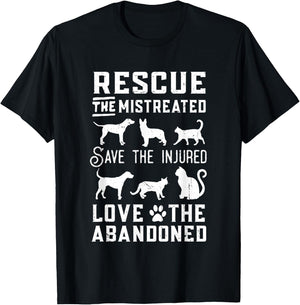 Dog Lover Cat Lover Rescue Save Love Animal Rescue Awareness Women Kids T-Shirt - T-Shirt | Black