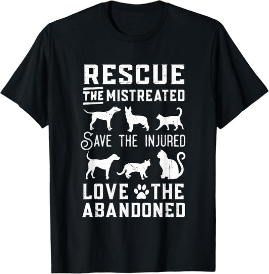 Dog Lover Cat Lover Rescue Save Love Animal Rescue Awareness Women Kids T-Shirt - T-Shirt | Black