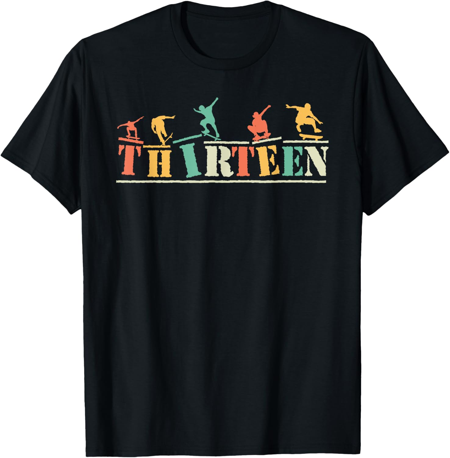 13th Birthday Skateboarder Thirteen 13 Bday Boys Kid Youth T-Shirt - T-Shirt | Black
