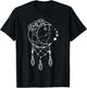 Boho Dream Catcher Wolf with Crescent Moon and Stars T-Shirt - T-Shirt | Black