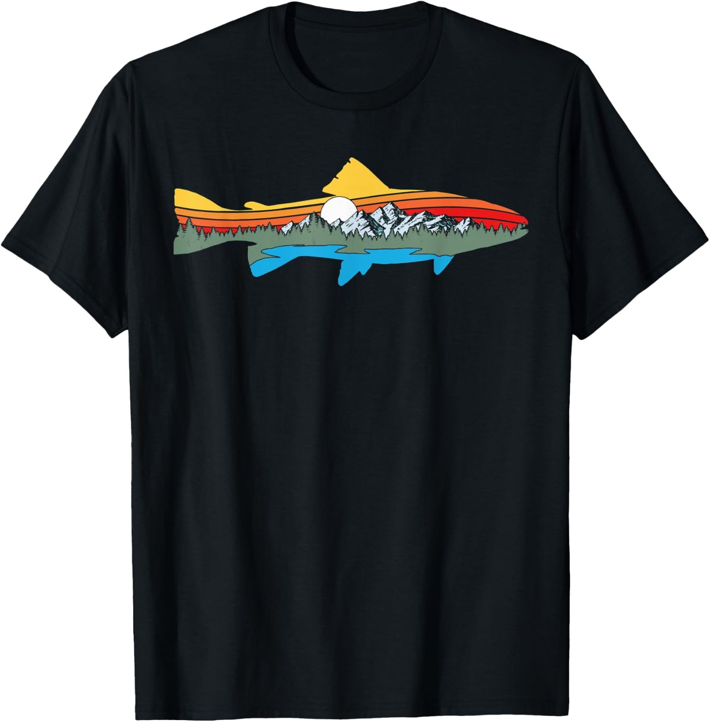 Artistic Trout Nature & Outdoor Fish & Fishing Graphic T-Shirt - T-Shirt | Black