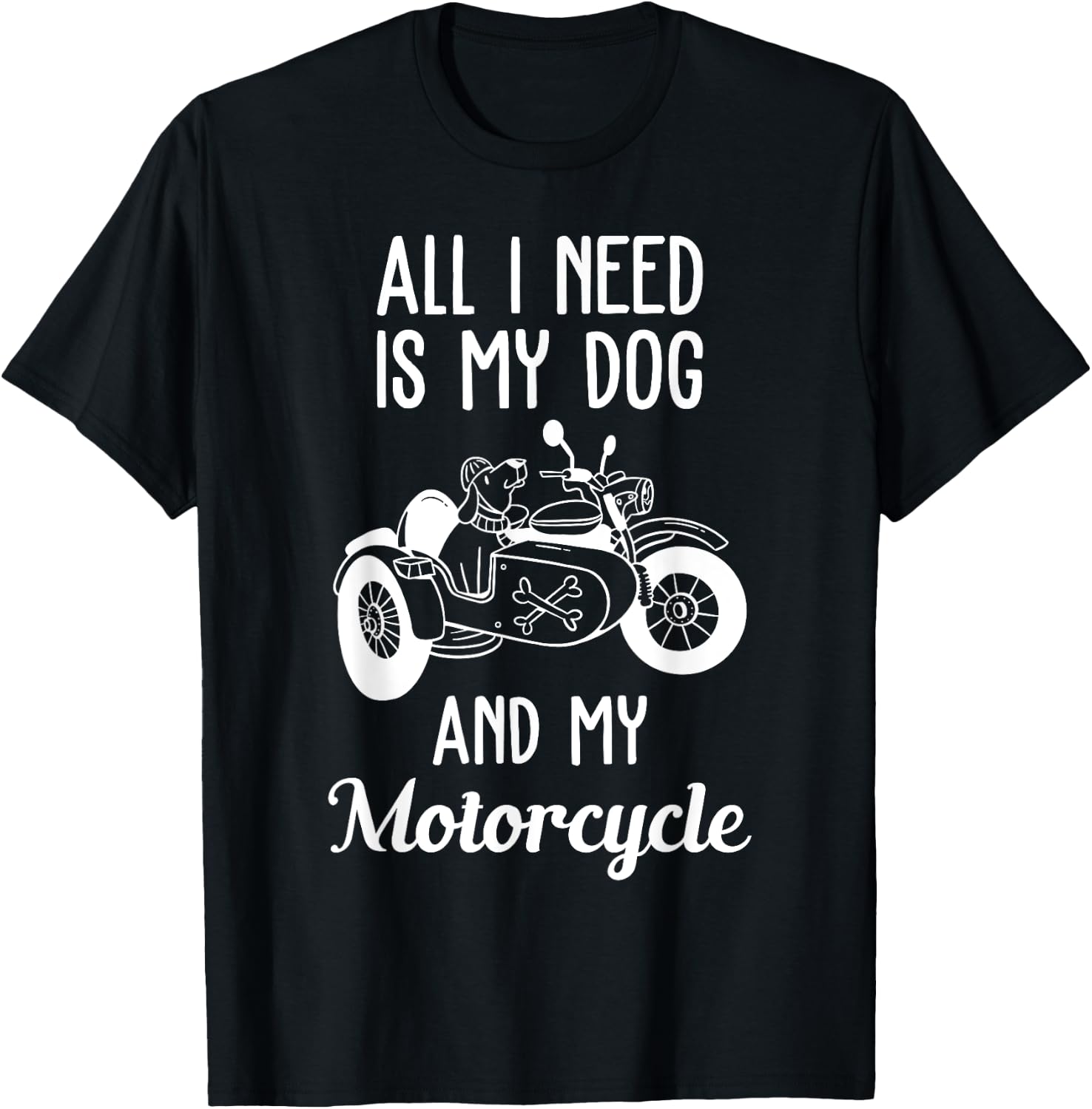 Motorbike Dog Lovers Motorcyclists Men Women T-Shirt - T-Shirt | Black