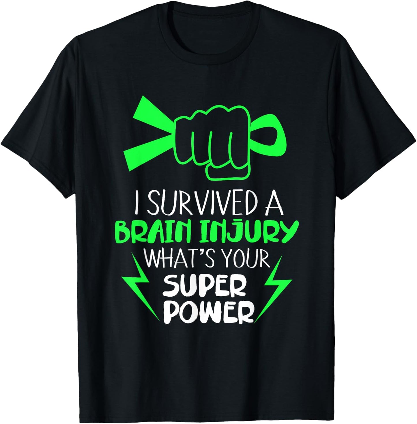 I Survived Brain Injury Superpower Strong Awareness T-Shirt - T-Shirt | Black