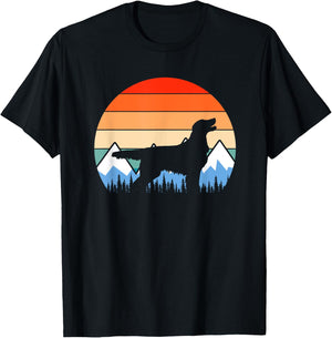 Flat-Coated Retriever Flat-Coat Dog Mountain Hiking Vintage Women Girls Kids T-Shirt - T-Shirt | Black