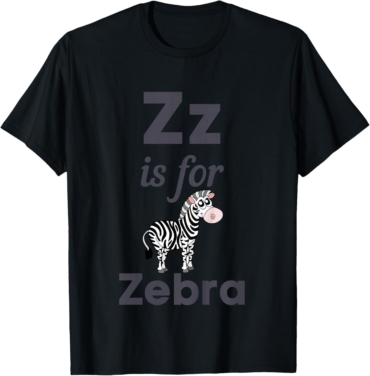 Kids Z is for Zebra Preschool Kindergarten Teacher Student Kid T-Shirt - T-Shirt | Black