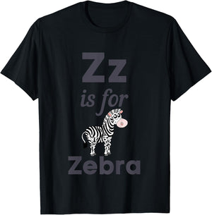 Kids Z is for Zebra Preschool Kindergarten Teacher Student Kid T-Shirt - T-Shirt | Black