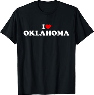 I Love OKLAHOMA Heart T-Shirt - T-Shirt | Black