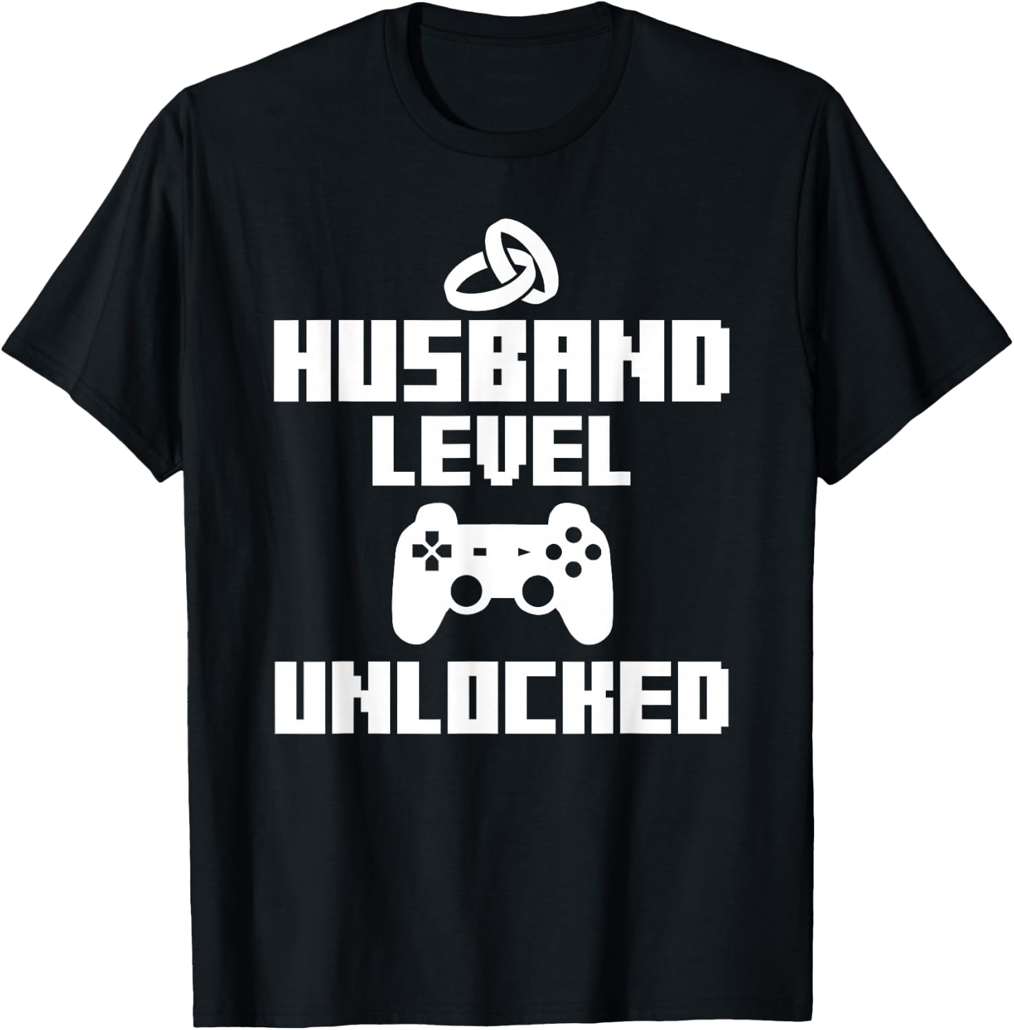 Gamer Husband Funny Wedding Gift Level Unlocked T-Shirt - T-Shirt | Black