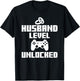 Gamer Husband Funny Wedding Gift Level Unlocked T-Shirt - T-Shirt | Black