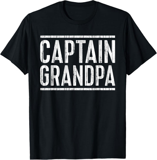 Captain Grandpa Shirt Men Fathers Day Boating T-Shirt - T-Shirt | Black
