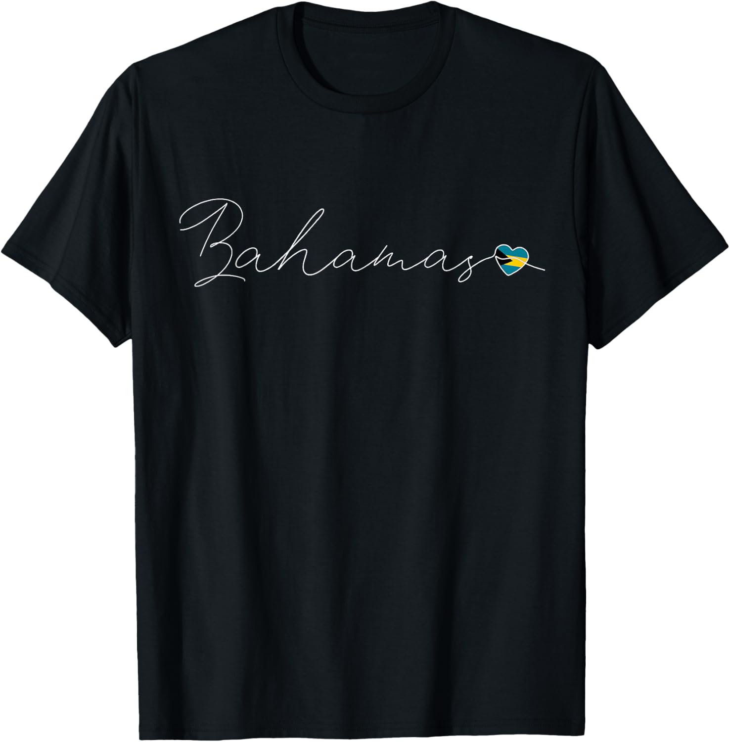 Bahamas Love Bahamian Flag and Heart on Bahamas T-Shirt - T-Shirt | Black