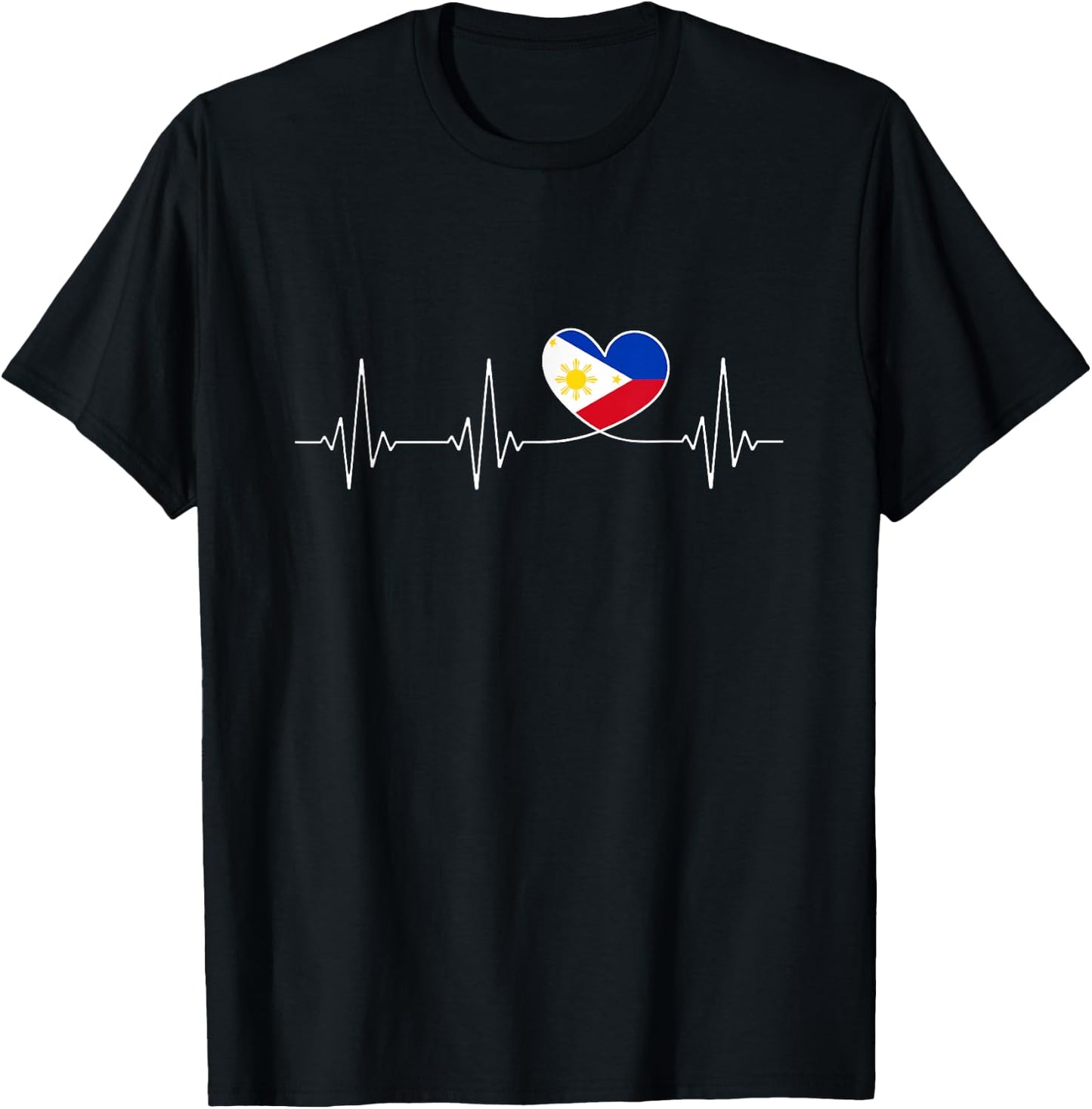 Philippines Love & Filipino Flag with Heart for Philippines T-Shirt - T-Shirt | Black