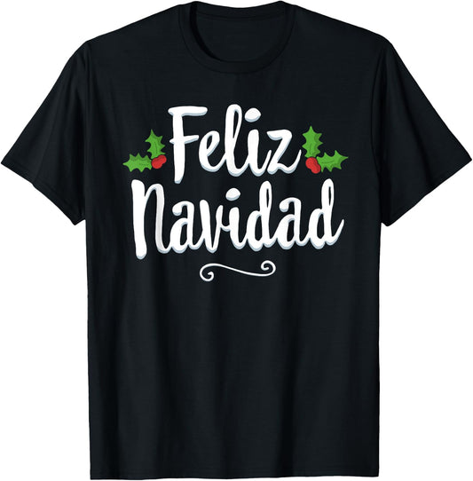 Vintage Feliz Navidad Retro Mexican Christmas Spanish Xmas T-Shirt - T-Shirt | Black