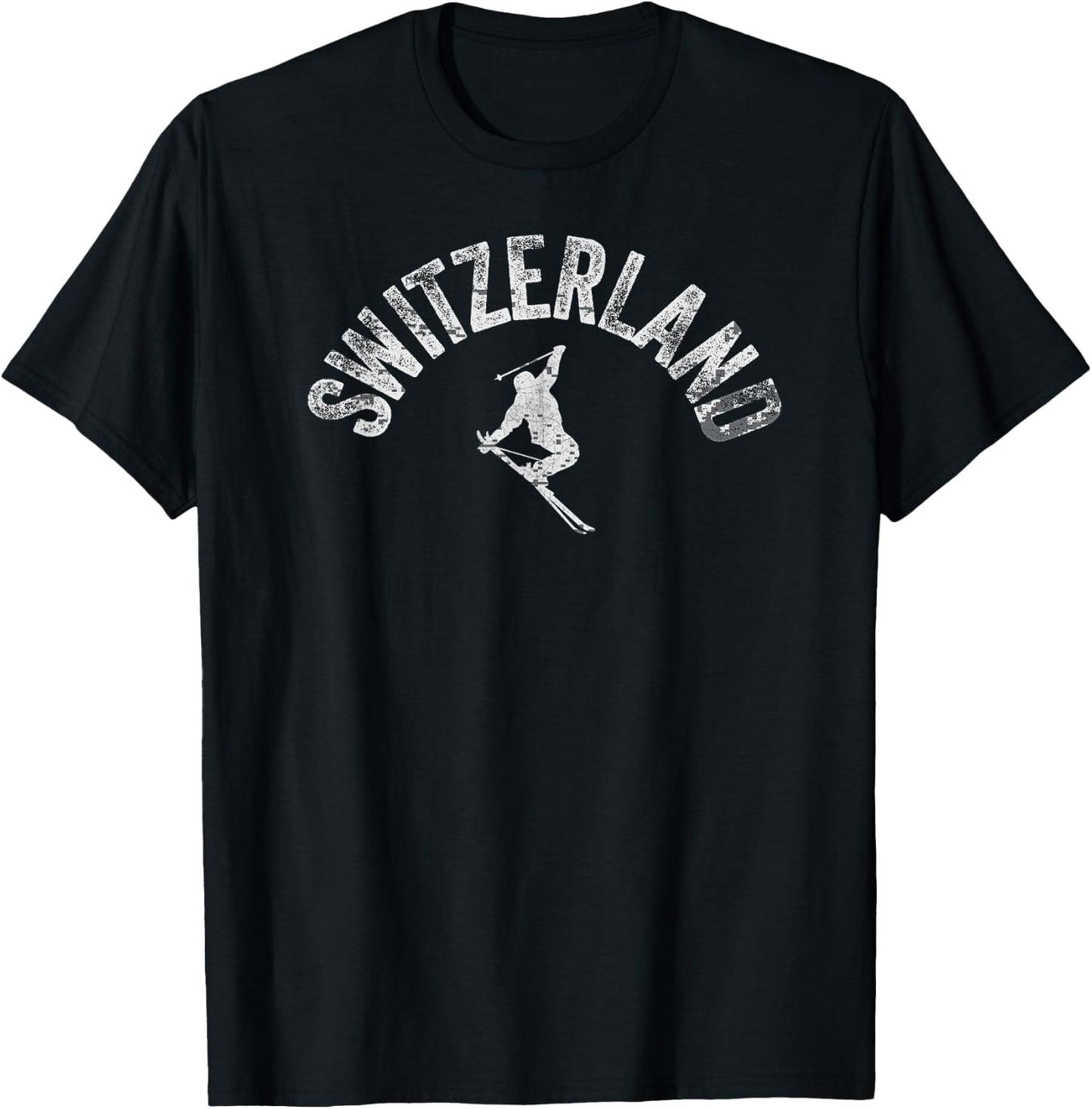 Switzerland Ski Vintage Swiss Skiing Skier Winter Pro Gear T-Shirt - T-Shirt | Black