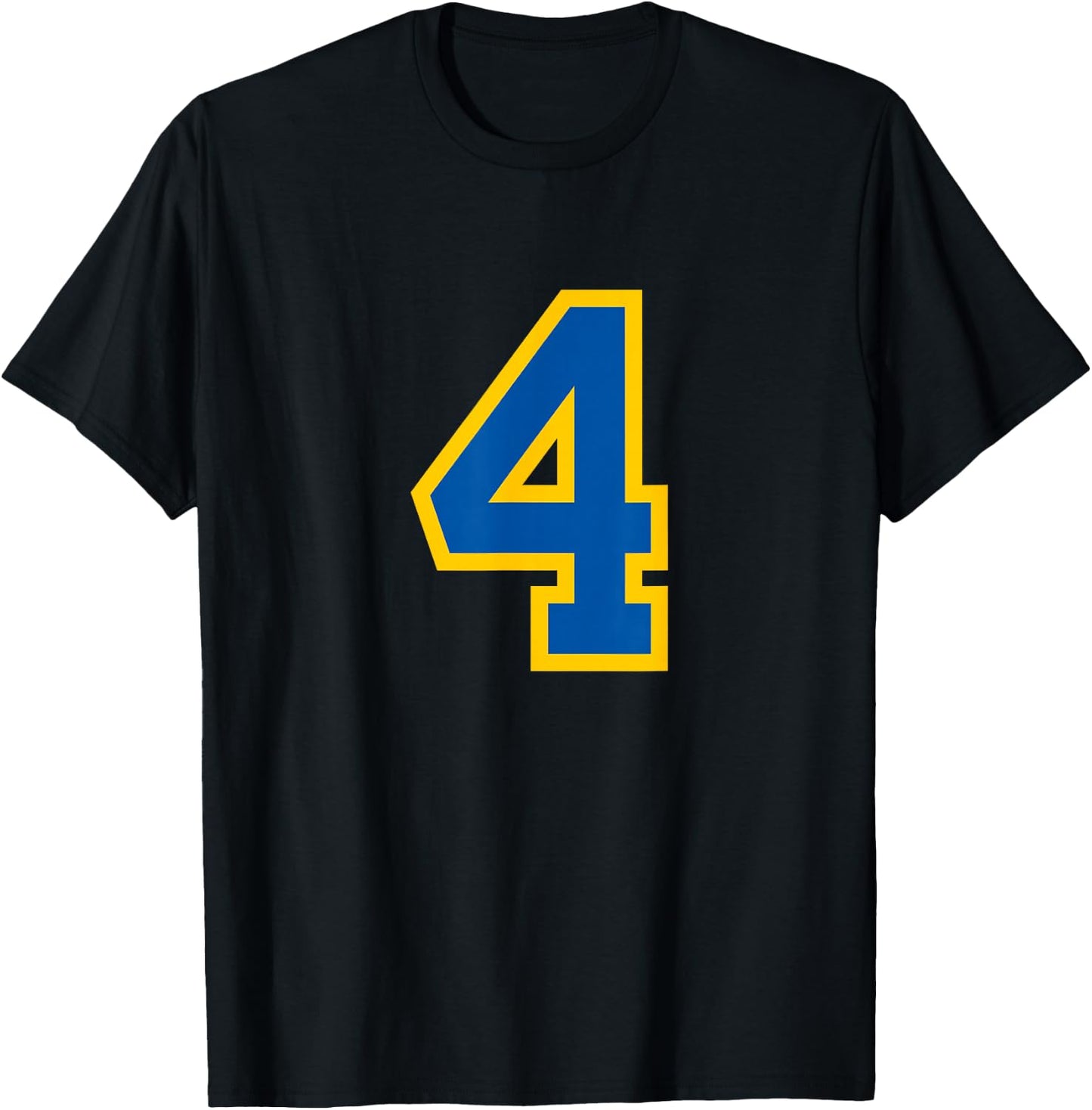 Blue Yellow Sport Team Number #4 T-Shirt - T-Shirt | Black
