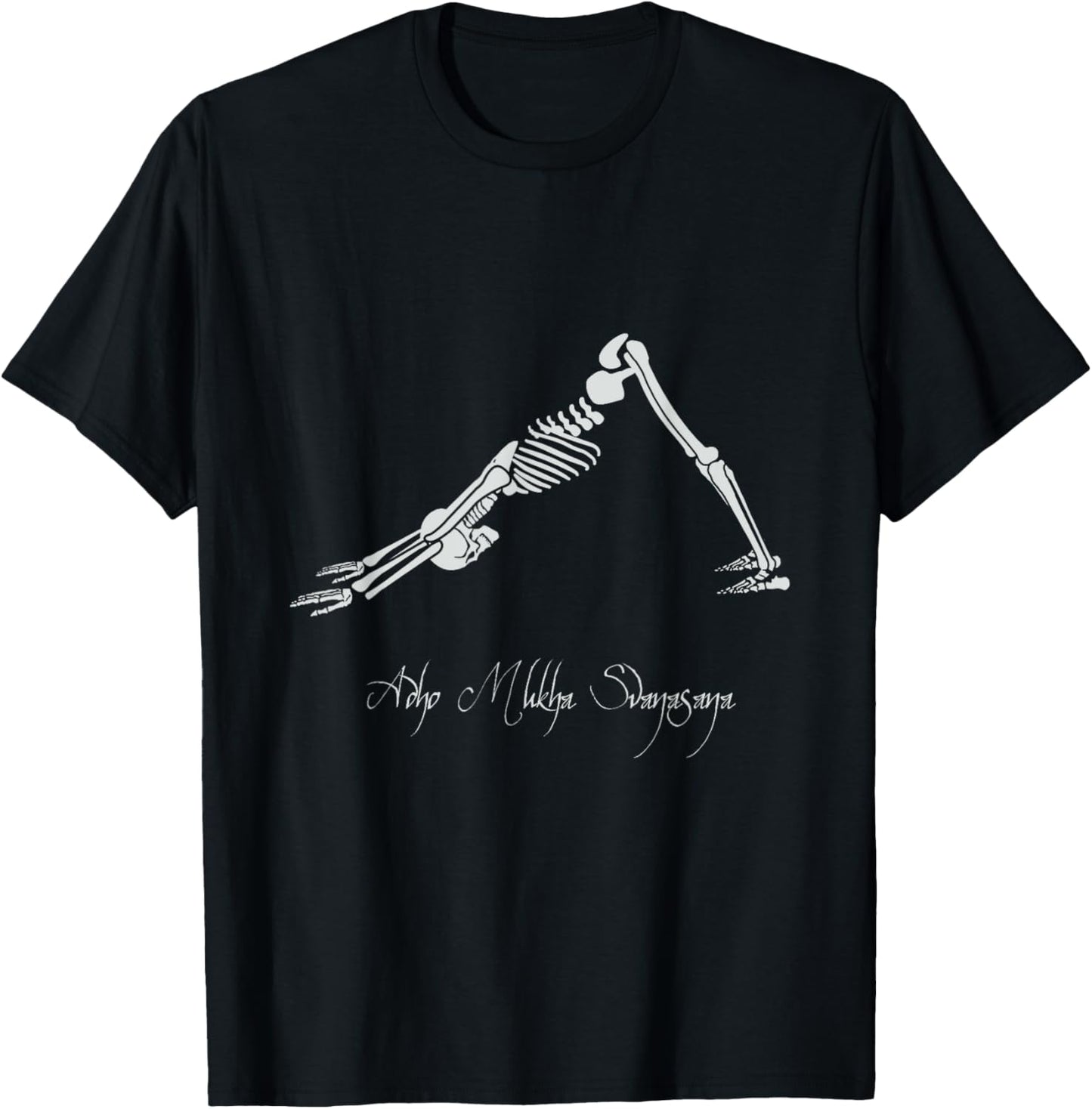 Human Skeleton Make Yoga Downward Facing Dog Pose Svanasana T-Shirt - T-Shirt | Black