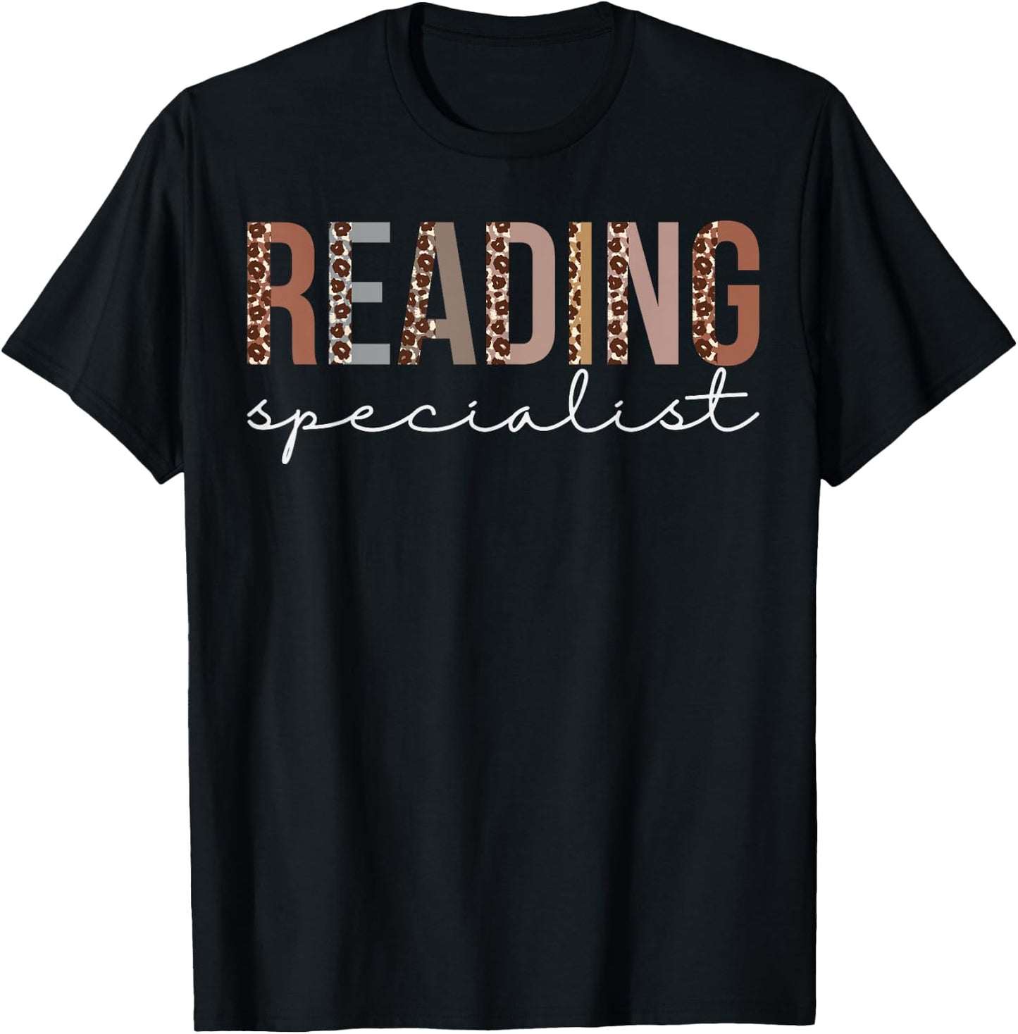 Reading Specialist Leopard Appreciation For Work T-Shirt - T-Shirt | Black