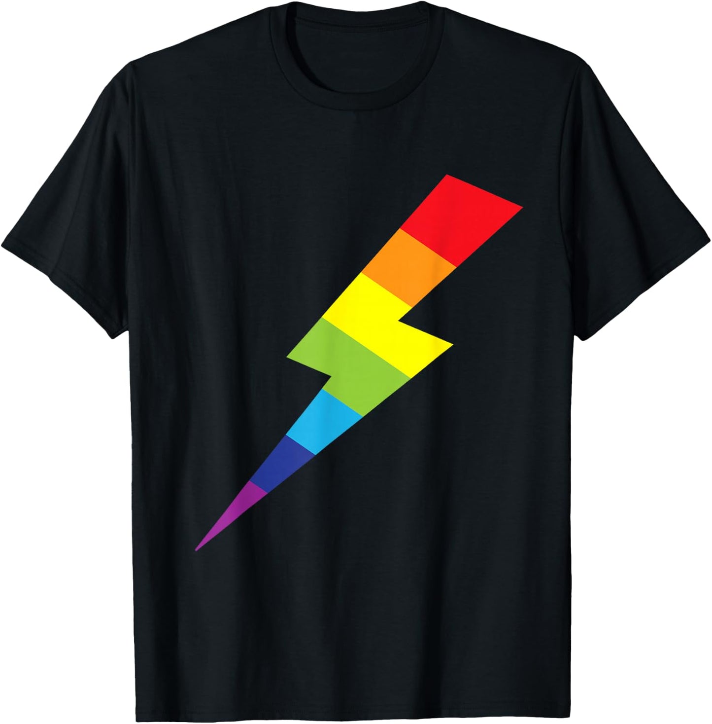 Awesome Rainbow Lightning Bolt Print T-Shirt - T-Shirt | Black