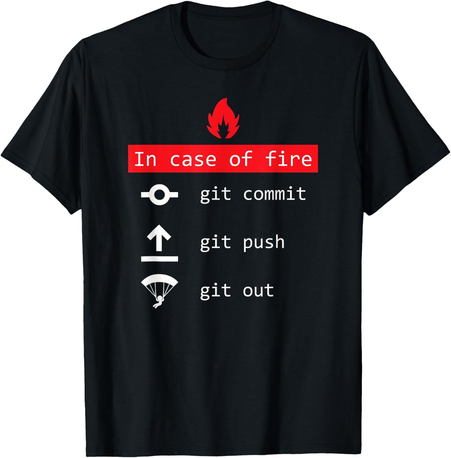 In Case Of Fire - Git Commit Push - Funny Programmer T-Shirt - T-Shirt | Black