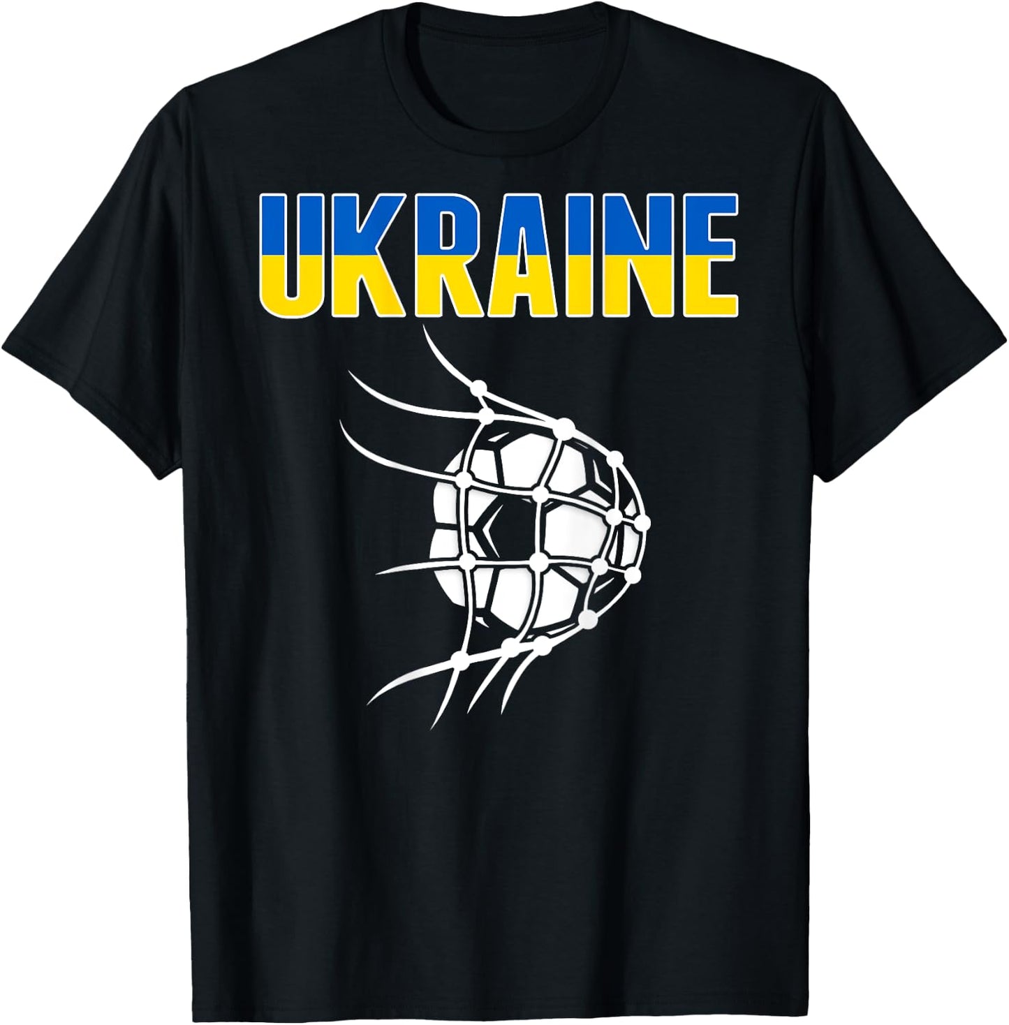 Ukraine Soccer Fans Jersey - Ukrainian Flag Football In Net T-Shirt - T-Shirt | Black