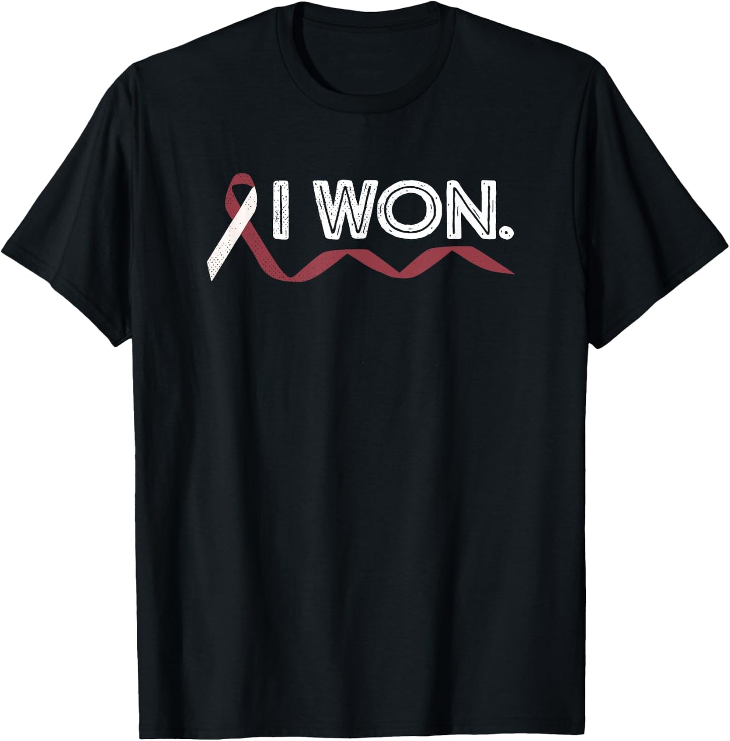 Head And Neck Cancer I Won Burgundy Ribbon Awareness Warrior T-Shirt - T-Shirt | Black