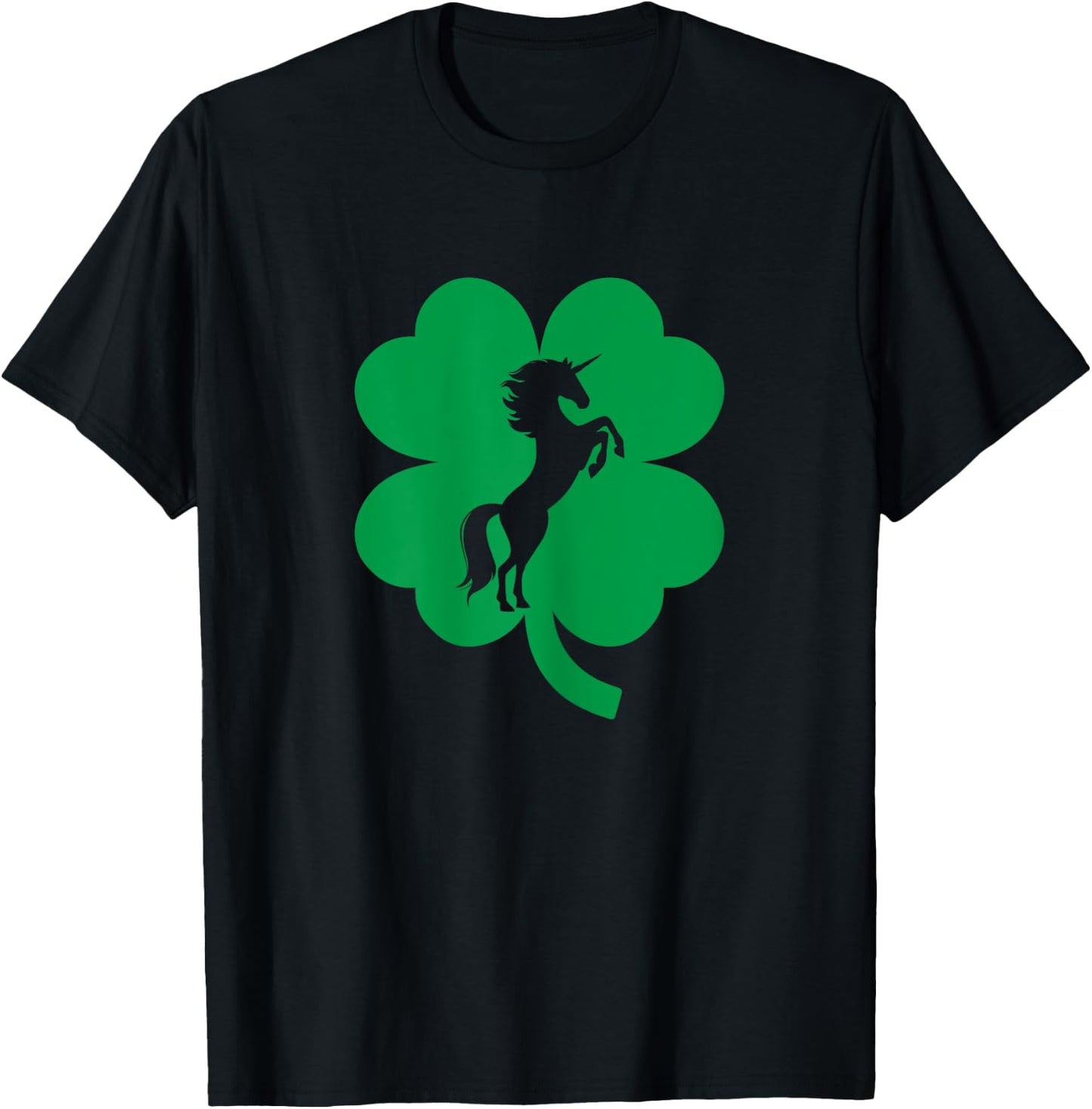 Unicorn Shamrock Four Leaf Clover St Patricks Day T-Shirt - T-Shirt | Black