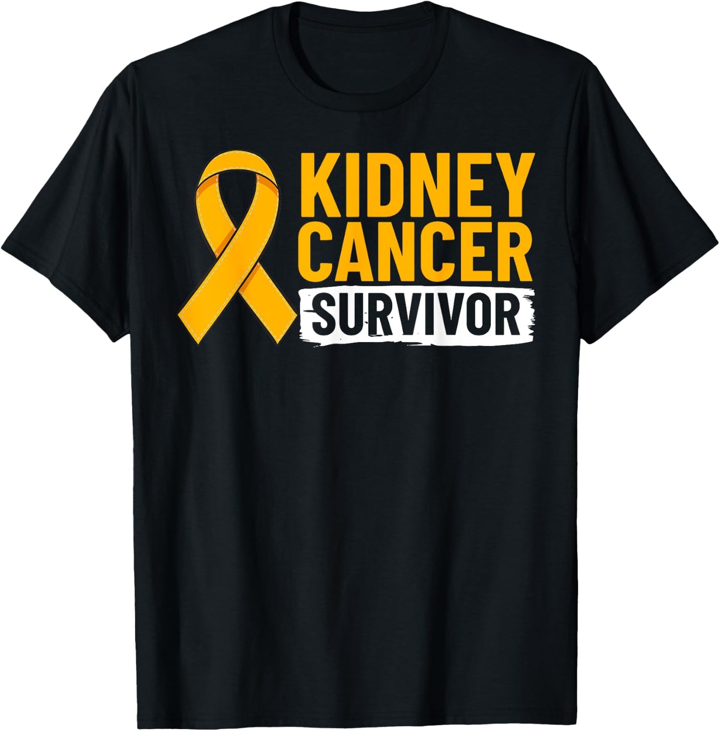 Kidney Cancer Orange Ribbon Awareness Survivor T-Shirt - T-Shirt | Black
