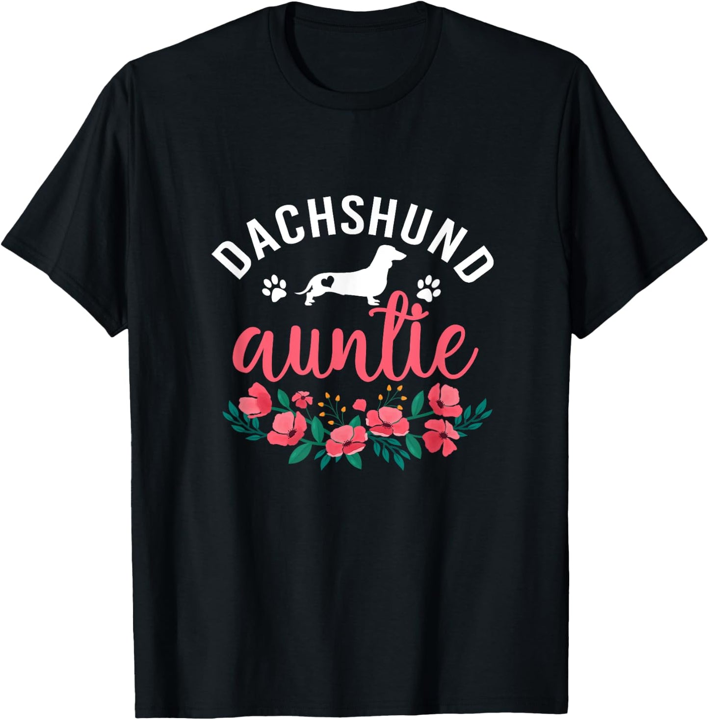 Dachshund Auntie Dog Gifts Women Aunt Dog Lover Christmas T-Shirt - T-Shirt | Black