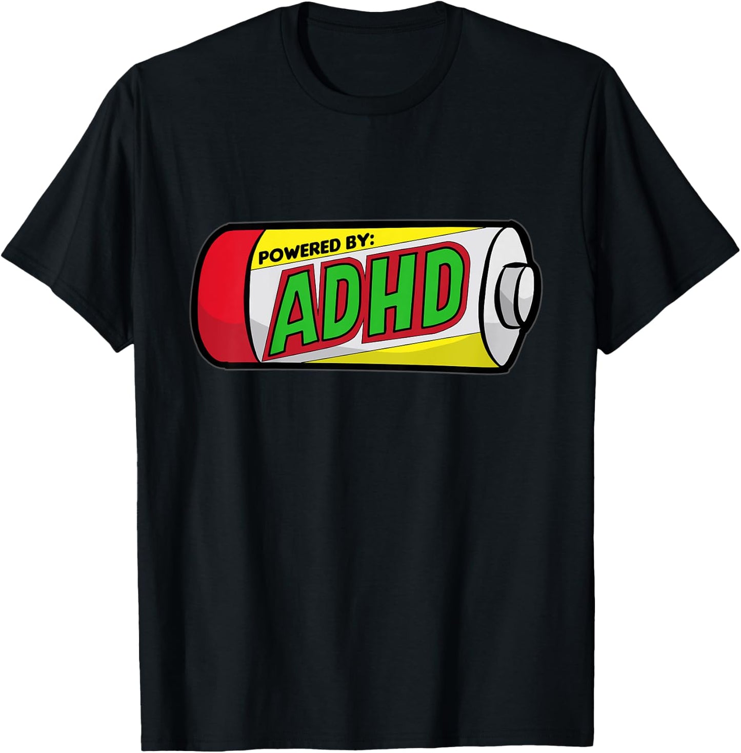 Kids Powered by ADHD | funny Children Gift T-Shirt - T-Shirt | Black